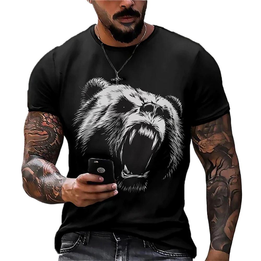 Men's T-Shirt With Print 3d Tiger Print Tees Tops Fashion Men Animal Pattern T Shirt Oversized Streetwear O-Neck Fashion Clothes