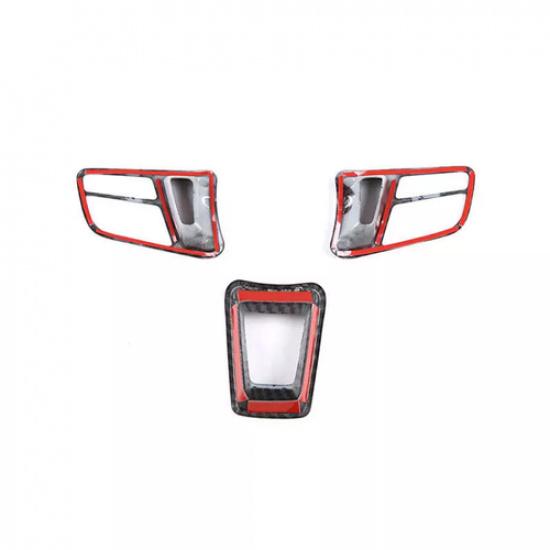 3x Carbon Fiber ABS Steering Wheel Panel Button Trim For Porsche Macan 2014-