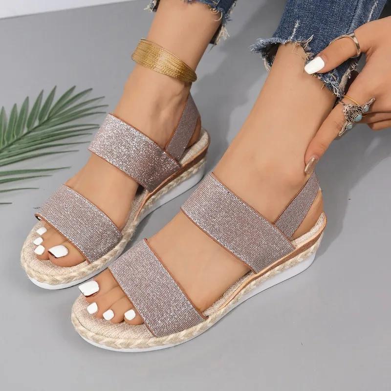 Damen Sommer Sandalen Neue Mode Offene Zehe Dicke Sohle Keilabsatz Damen Schuhe Lässig Täglich Vielseitig Damen Sandalen Große Größe