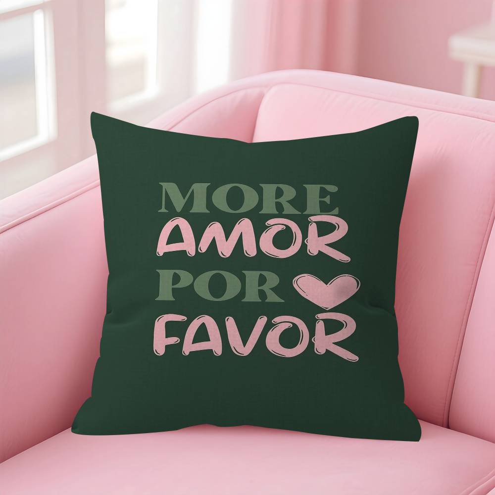 Nordic More Amor Por Favor Colorful Eclectic Pink Love Personalized Picture Text Home Decorative Pillows Household Gifts 45x45cm