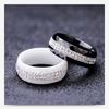 8MM Black and White Ceramic Ring with Dual Row Inlaid Diamonds for Women