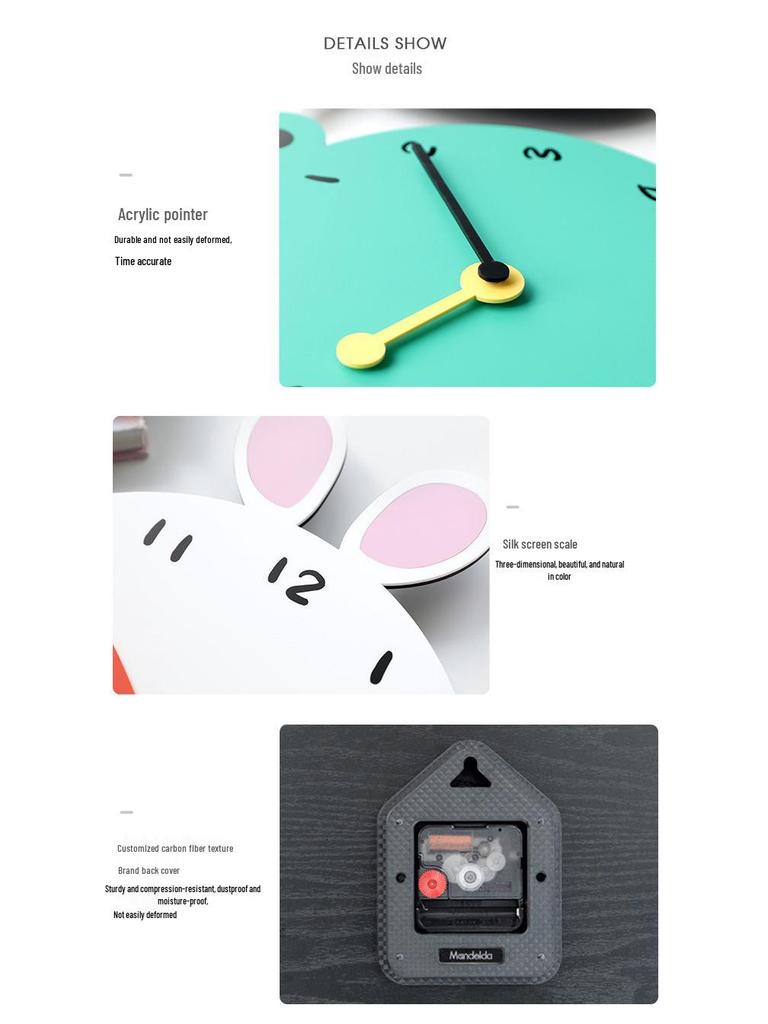 Wozoom Cartoon Silent Wall Clock - Creative, Cute Art for Bedroom Decor
