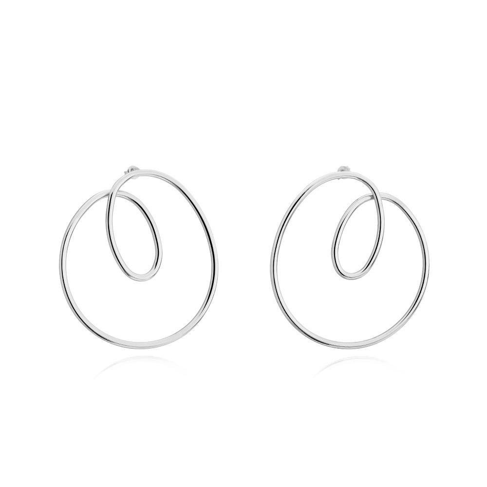 Earrings European and American Style Earrings Round Face Thin Earrings Creative Exaggeration Simple Cold Wind a Piece of Jewelry