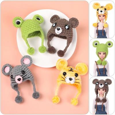 Dolls Doll Clothes Accessories Animal Ear Caps Cartoon Knitted Hats 1/12bjd Hat Doll Knitted Hat