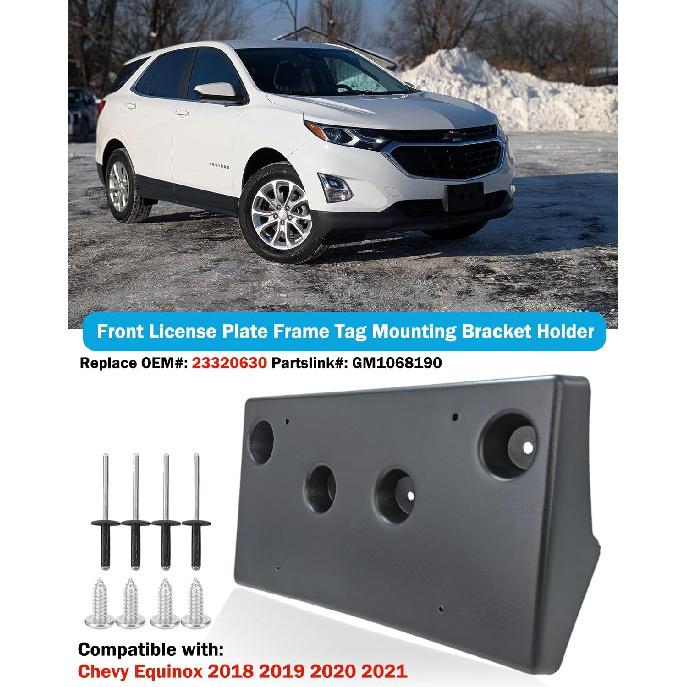 Front License Plate Frame for Chevy Equinox 2018 2019 2020 2021 Front Bumper License Plate Holder Mounting Bracket Replace # 23320630 GM1068190