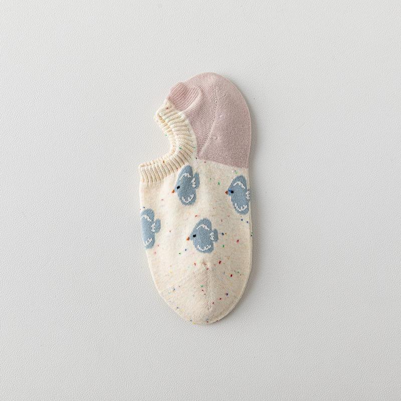 Pantofole Calzini Stampa Cartone Animato Carine Donna Silicone Antiscivolo Basso Taglio Calzini Casual Cotone Traspirante Estate Invisibili No Show