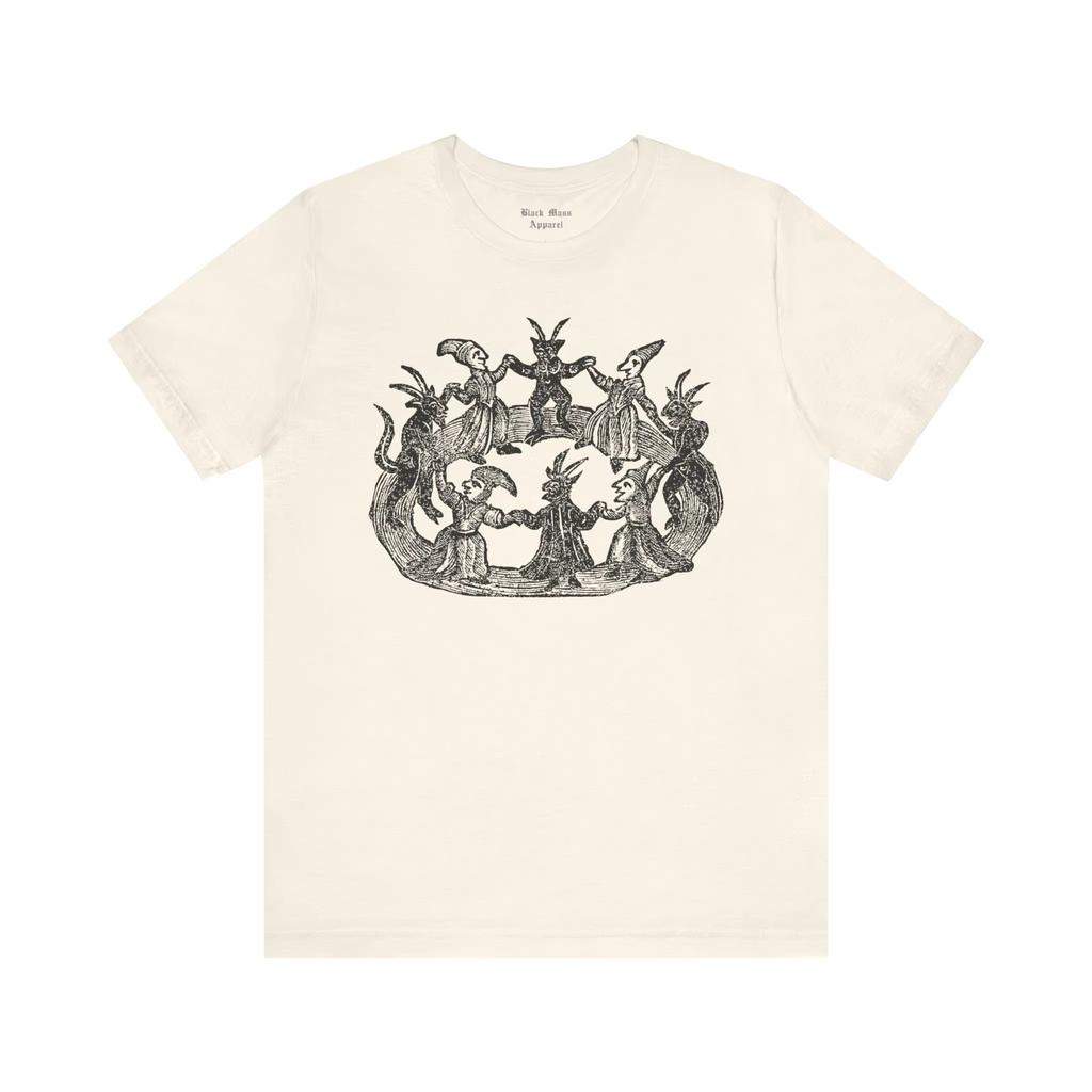 Witches and Wizards II Vintage Woodcut Shirt Occult Art Tshirt Black Magic Witchy Coven Witchy Jersey Short Sleeve Tee