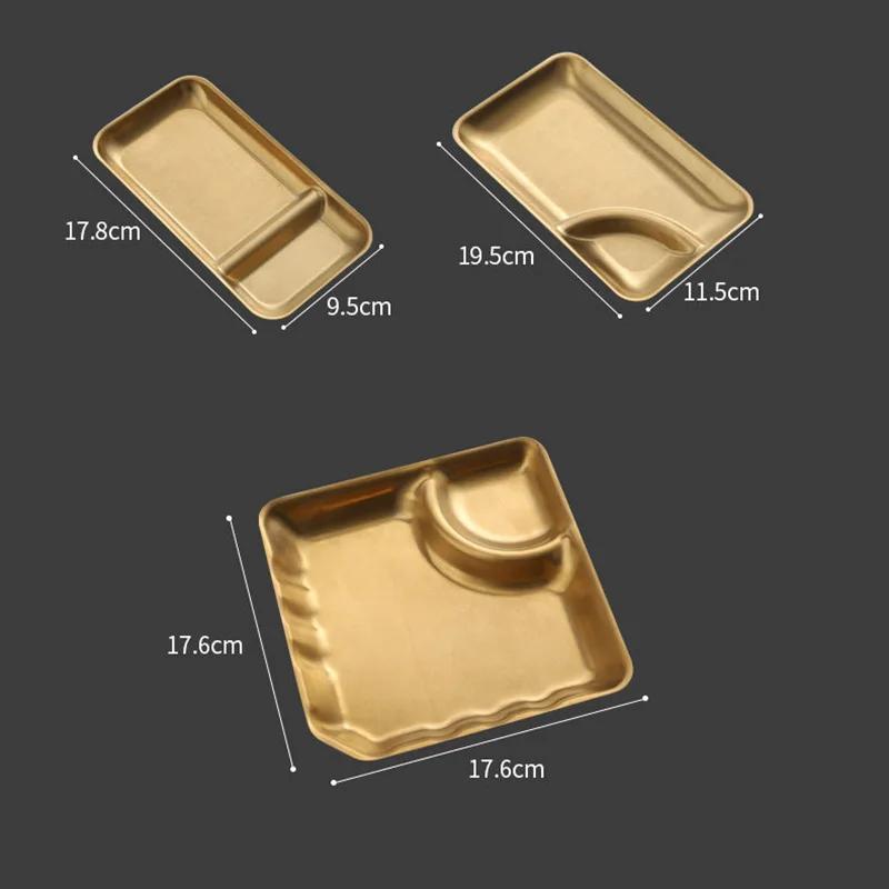Stainless Steel Dumpling Plate With Vinegar Dish Golden Fried Chicken Potato Chips Salad Dinner Plate Serving Kitchen Plates