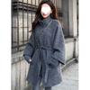 Autumn/Winter 2025 Women's Double-Sided Wool Mid-Length Cape with Stand Collar
