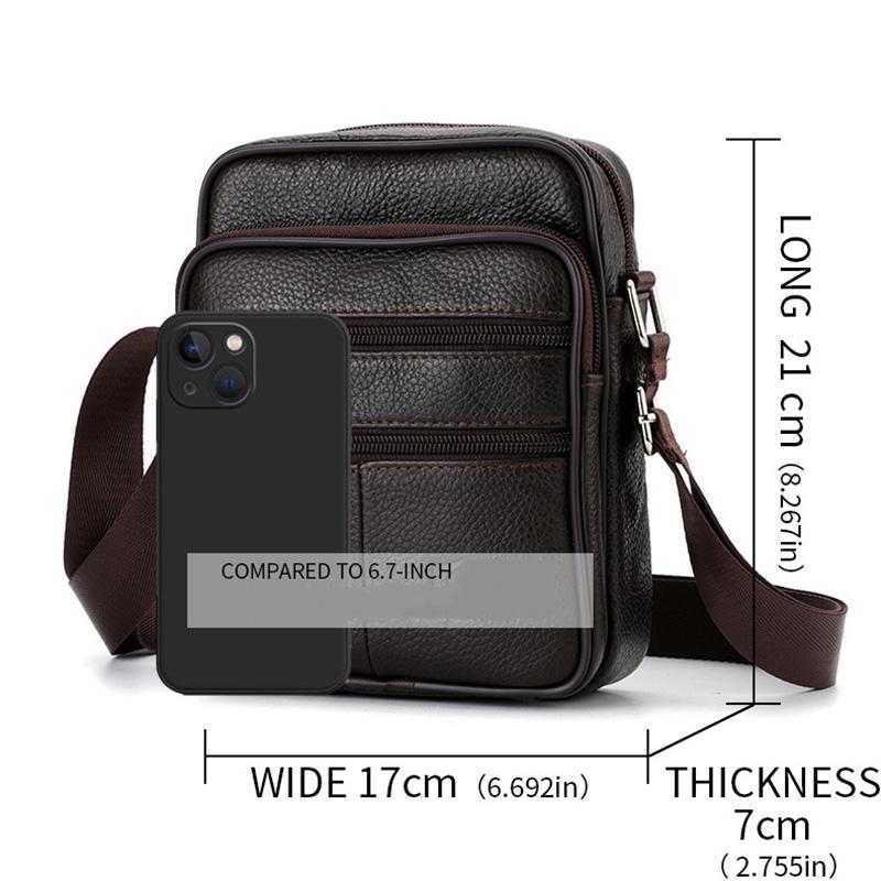 Letnia Nowa Męska Torba na Ramię z Prawdziwej Skóry, Torba Crossbody z Skóry Licowej, Modna Biznesowa Wielofunkcyjna Torba Kurierska z Klapą