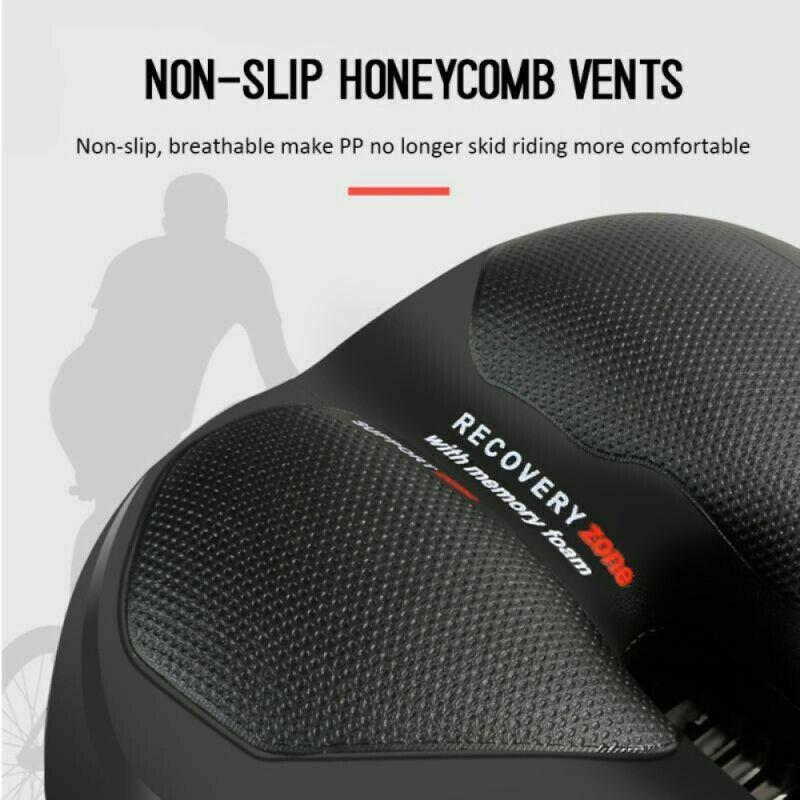 Mountain Bike Shock-absorbing Seat Cushion Big Ass Widening Comfortable Soft Saddle Bicycle Accessories with Warning Light