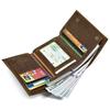 Vintage Genuine Leather Men Wallet Crazy Horse Leather Male Cowhide Trifold Card Holder Wallet with Metal Chain