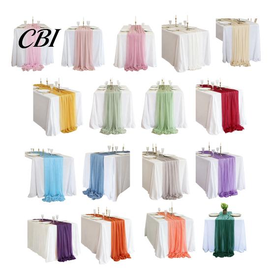 Chiffon Table Runner Sheer Flowing Runner, Wedding Elegant Solid Color Charming Dining Accessory for Home Bridal Shower Party Decor