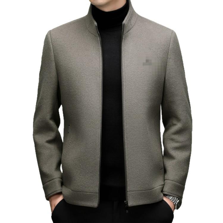 Men's Wool Double-Sided Stand-Up Collar Jacket: Autumn/Winter Middle-Aged Casual Thick Coat