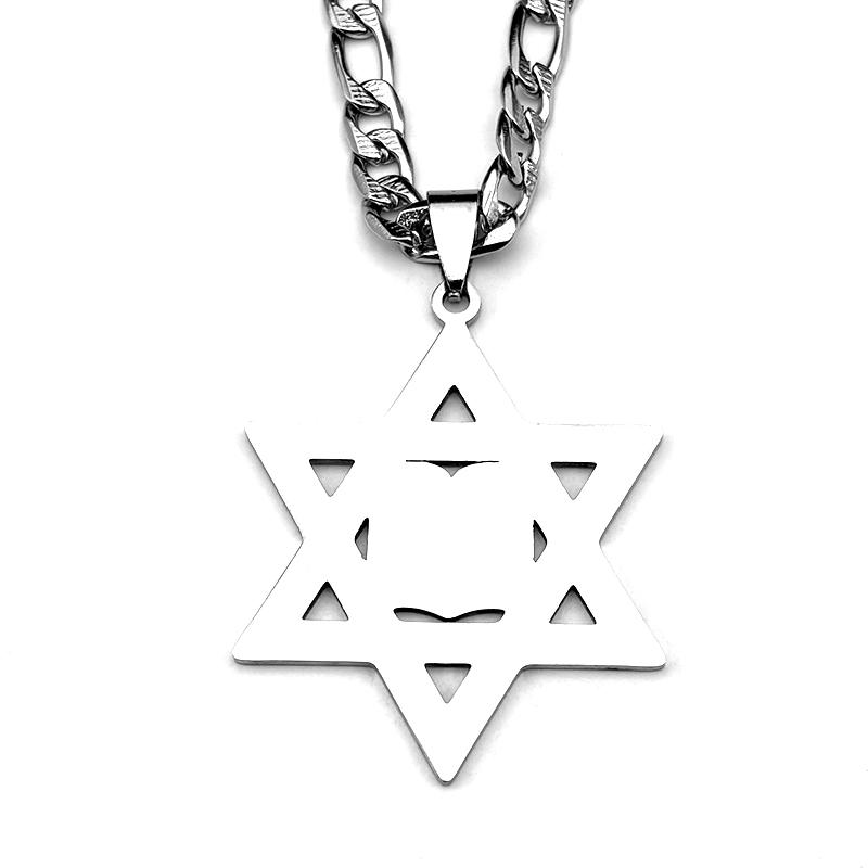 Je Scripture Star of David Hebrew Pendant Necklace for Men Stainless Steel Gold Color Israel Hexagram Amulet Punk Jewelry