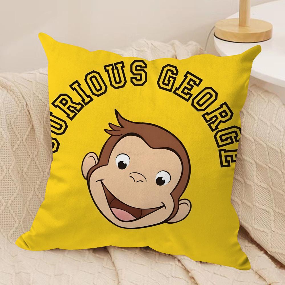 GeorgeThe Curious Monkey Cushion Cover Soft Plush Fabric DoubleSided Printed Sofa Cushion Cover for All Seasons Home Decor Gift