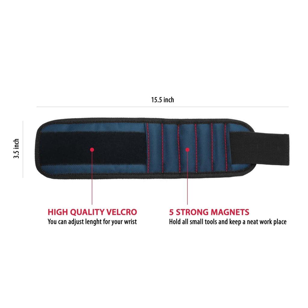 Magnetic Wristband Tool Belt with 10 Strong Magnets for Fixing Screws Nails Bolts Drills Fasteners Scissors Best Gift for Men