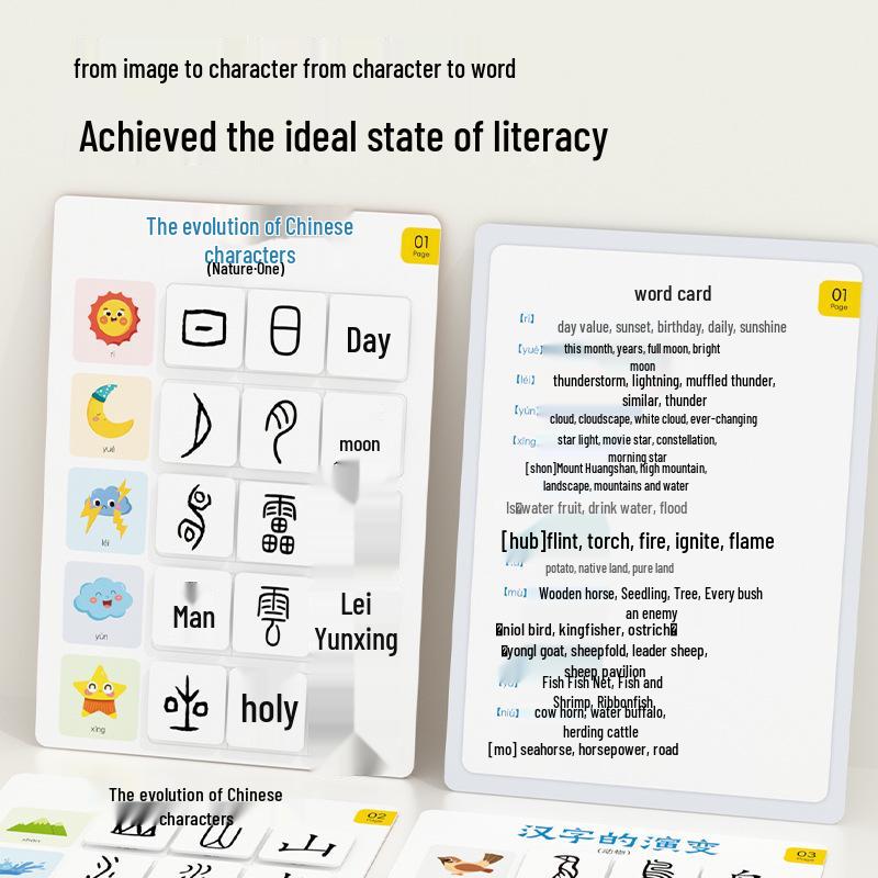 Pinwheel Chinese Character Evolution Literacy Cards for Early Education