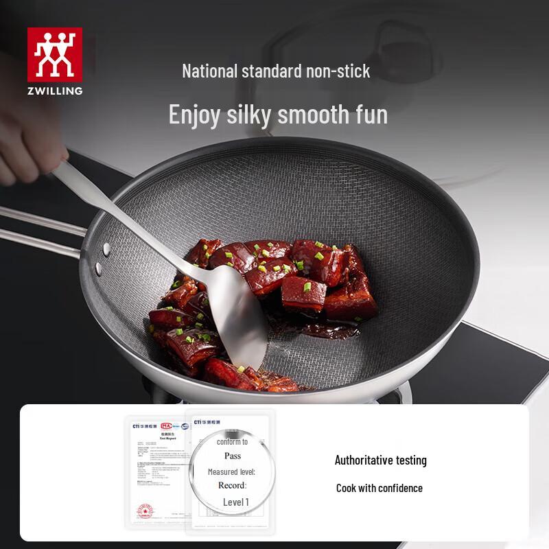 Zwilling Wok Antiderente de Aço Inoxidável Cerâmico de Titânio com Estrutura de Favo de Mel de 30 cm