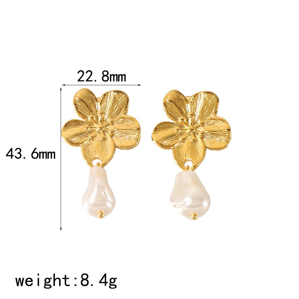 Retro Gold Stainless Steel Butterfly Flower Earrings