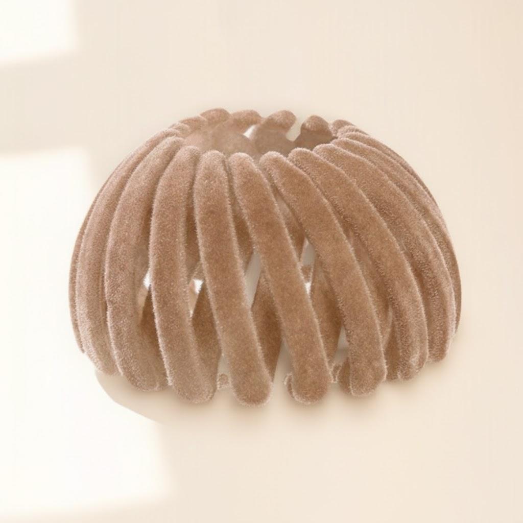 

Vintage Velvet Expandable Bird Nest Hair Claw Clips Retractable Ponytail Holder for Women Girls хакі