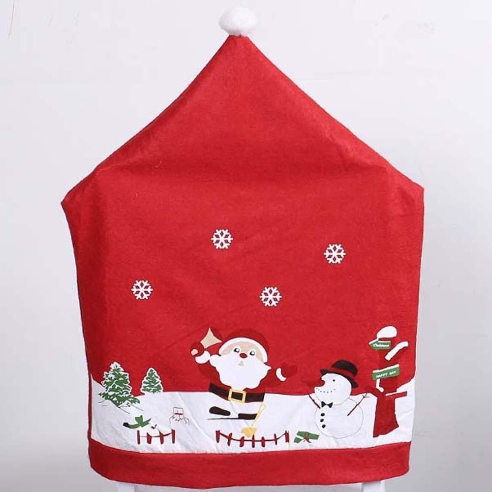 4pcs Xmas Decoration Christmas Chair Cover Cartoon Red Wear for Chairs  Festival Atmosphere