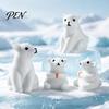 Exquisite Souvenir Gifts 4Pcs Mini Polar Bear Figurines, Miniature Mother and Baby Ornaments, Decorative Wildlife Miniatures Cute Animal Statues,