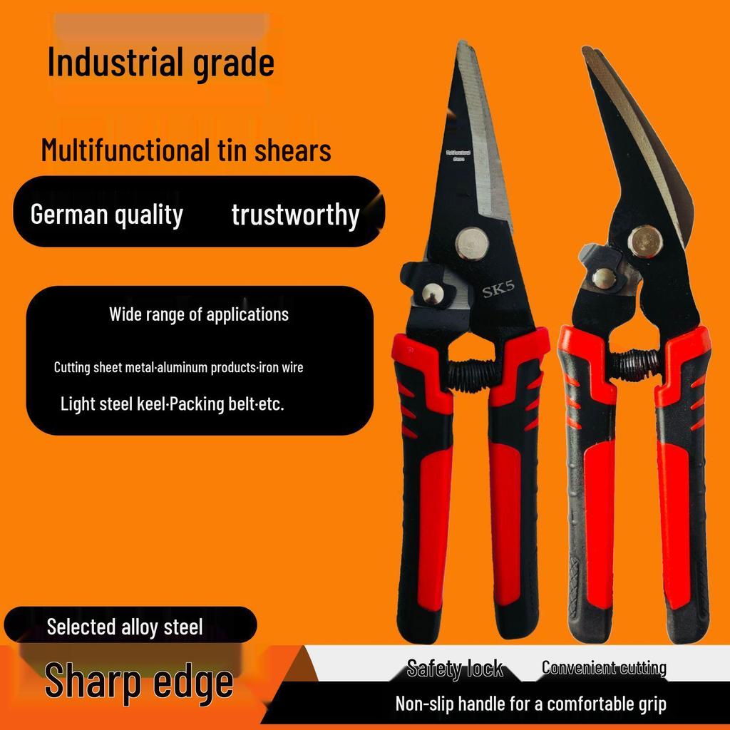 Multi-Function Tin Snips - Stainless Steel Aviation Shears for Aluminum Panels and Steel Keels
