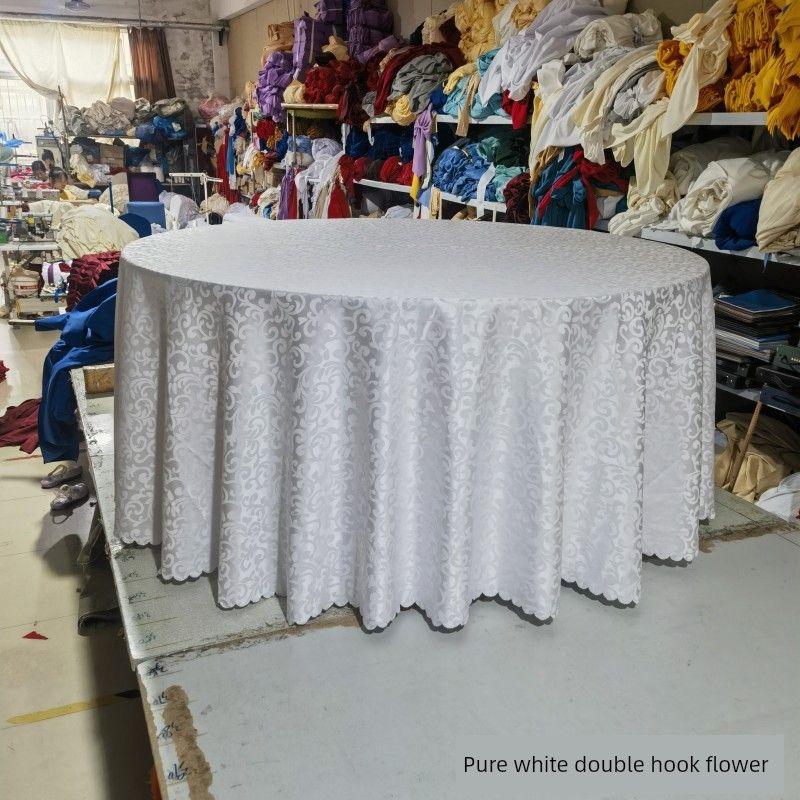 

Hotel Tablecloth Large round Table Tablecloth Double Crocheted Banquet Red Tablecloth Jacquard Wedding Table Cloth round Fabric European Style Pure White DIY