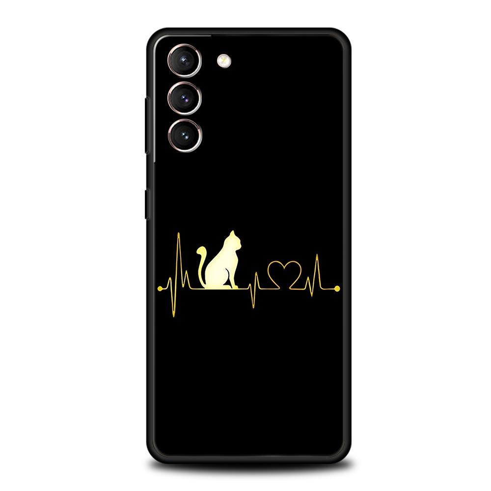 Cat Line Black Cats Phone Case For Samsung Galaxy S26 Ultra S25 Plus S24 FE S23 S22 5G S21 S20 Cover Black Soft