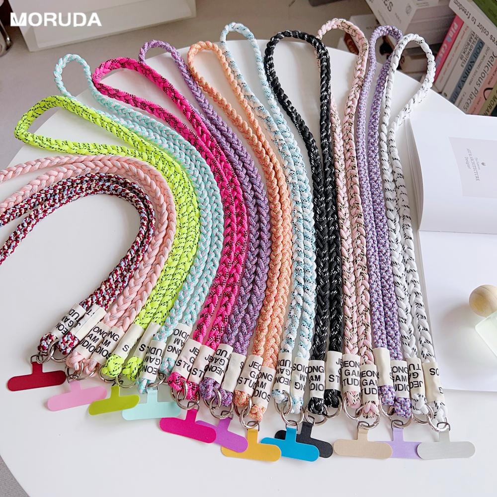 Three-Strand Braided Long Lanyard Crossbody for Phone Universal Colorful Hanging Rope Anti-Lost Strap for Mobile Cell Phone