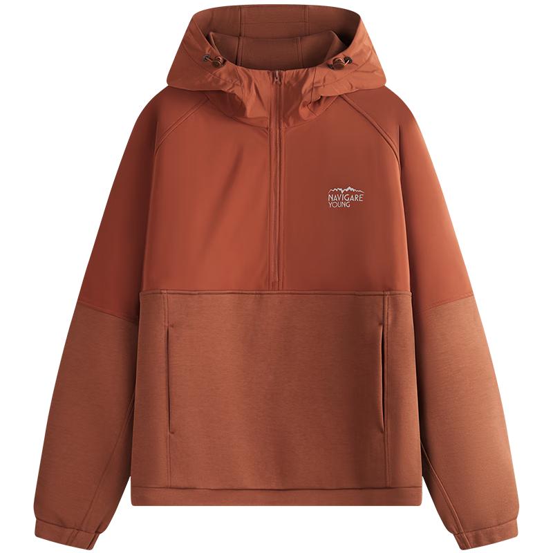 

NVG·YOUNG Men s Carbon Fiber Warm Two-Tone Half-Zip Hooded Sweatshirt XL
