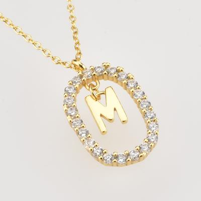 925 Sterling Silver Gold Clear Zircon Cz Alphabet 26 Letter A -Z Pendant Long Chain Necklace Women Initial Choker Jewelry