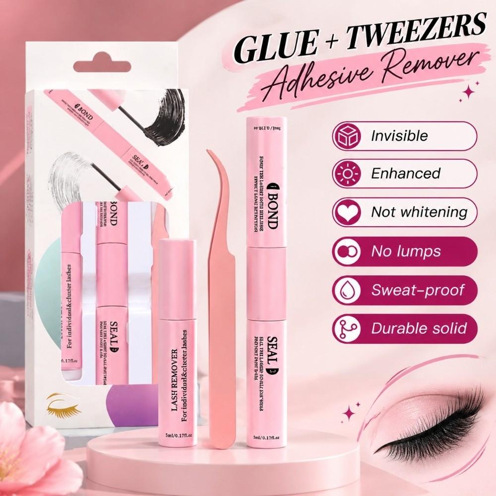 Long-lasting Lash Glue & Tweezers Set Waterproof False Lash Tool Set Lash Application