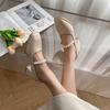 Fashion 2025 New Style Spring Autumn Vintage Dress High Heels Women's Shoes Fashion Style Mary Jane Shoes Rubber Sole