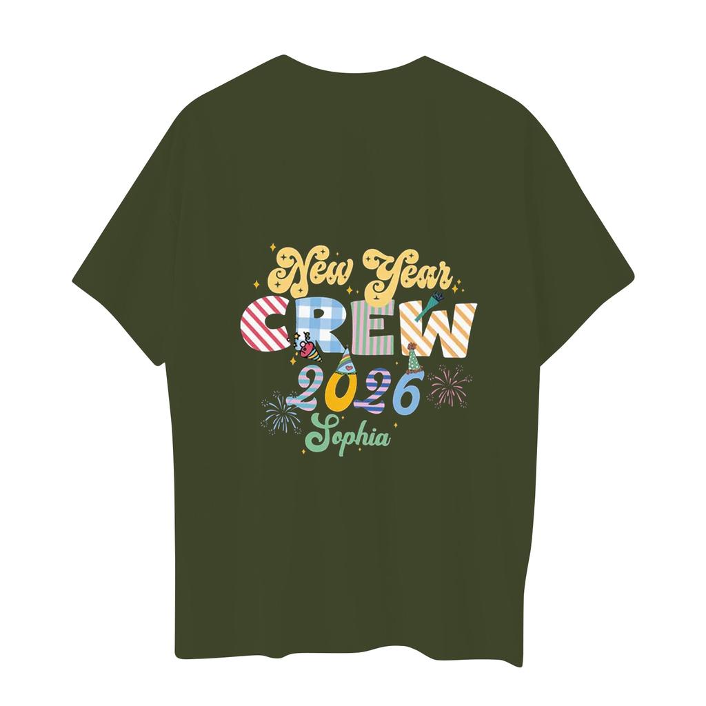 Women's Fashion 2026 New Year Printed Round Neck Short Sleeve Top