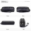 Solid Color Lady Clutch Crocodile Texture Long Zipper Genuine Leather Wallet Large Capacity 3-Layer Design Phone Bag for Women