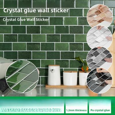 Autocollant de Carreau en PU Époxy Cristal Marbre Imperméable Auto-adhésif Sticker Mural 3D Tridimensionnel Décoration de Cuisine