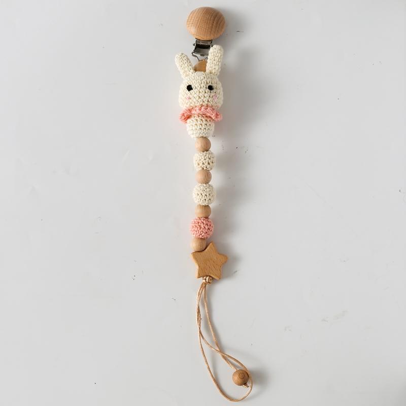 Baby Crochet Bunny Pacifier Clip Cartoon Pacifiers For Babies Newborn Infant Nipple Holder Infant Gifts Newborn Baby Accessory
