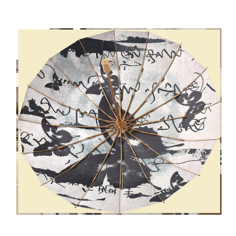 New three-fold 16-bone color glue digital light luxury high-end parasol women's sun umbrella folding sunscreen umbrella Douyin