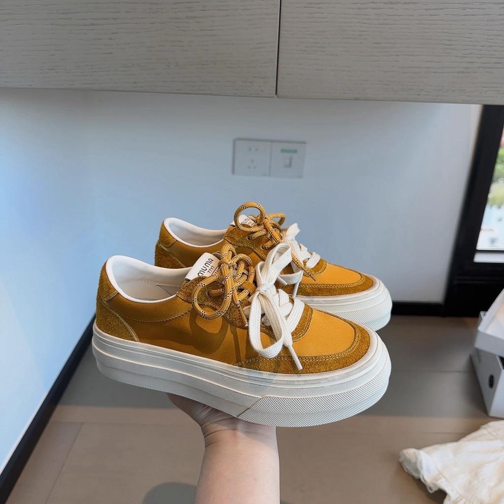 Platform Muffin Little White Shoes Women's 2025 Summer New Fashion Versatile Comfortable Sports Leisure Lightweight Lace-up Board Shoes