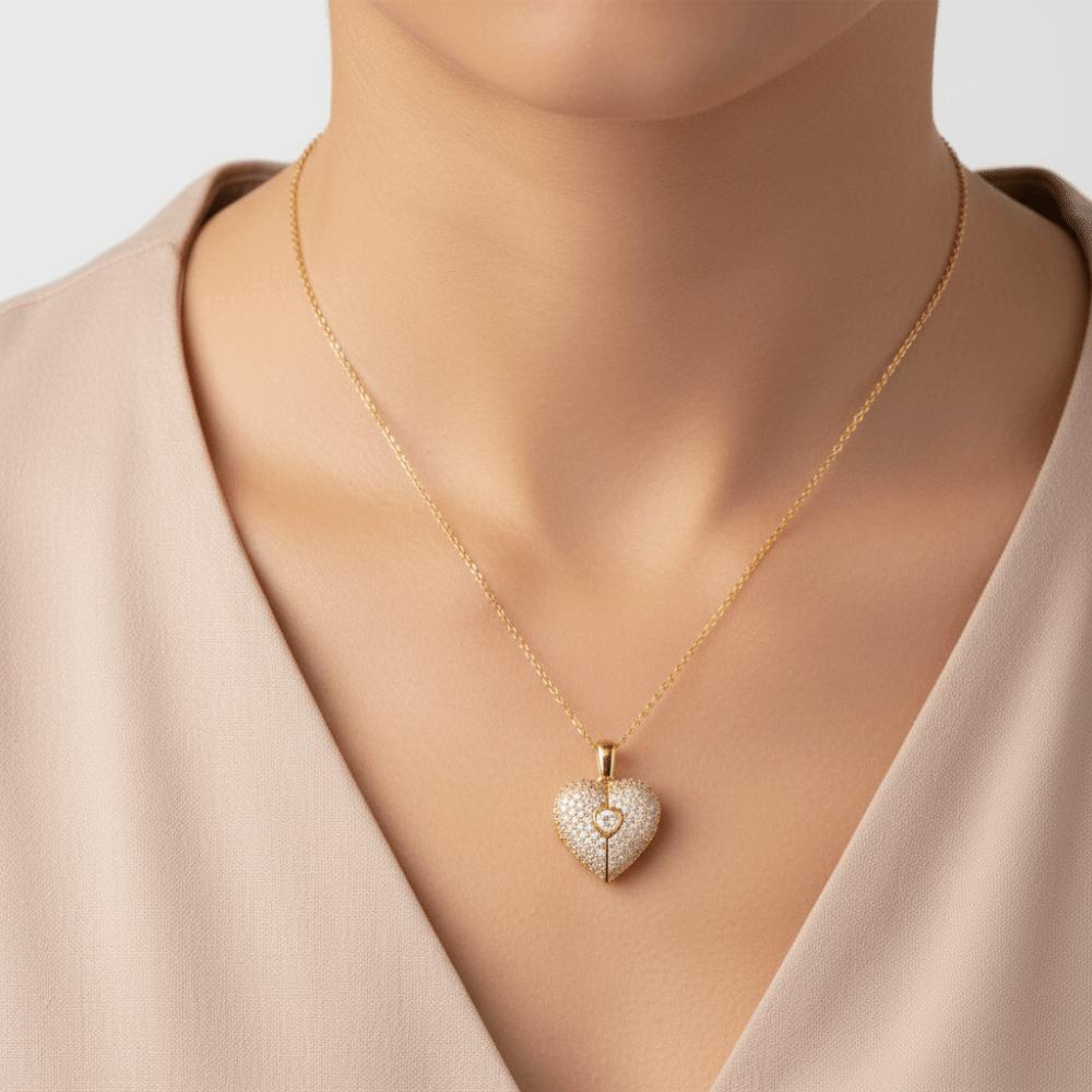 Heart Heart-shaped Necklace Titanium Steel Couple Love Locket Opening Heart Pendant  Summer Beach