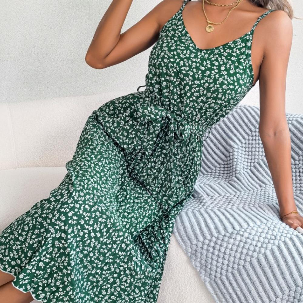 GMXIA Women's Fashion Summer Spring Solid Color Print Short Sleeve Suspenders High Waist Casual Dresses