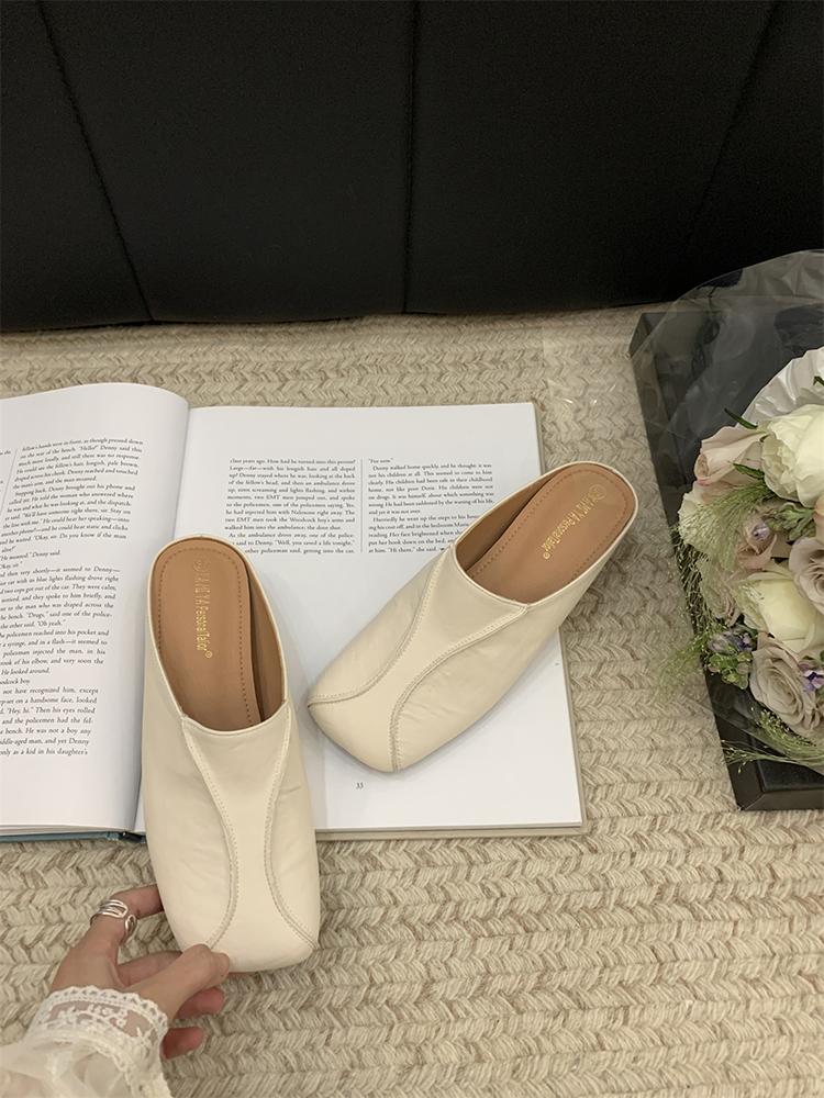 Fashion 2025 Summer New Women Sandals PU Leather Shoes for Women Square Toe High Heel Women Sandals Cover Toe Chunky Heel Women's Mules