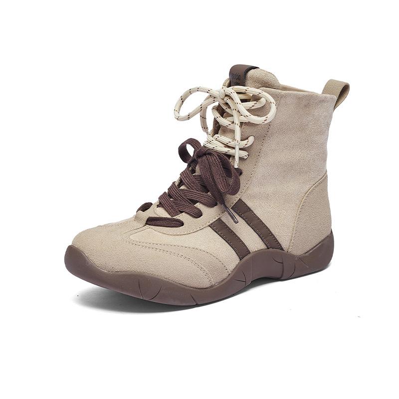 Augustus high-top German training shoes women's 2025 new autumn platform mid-tube casual short boots lace-up Martin boots tide