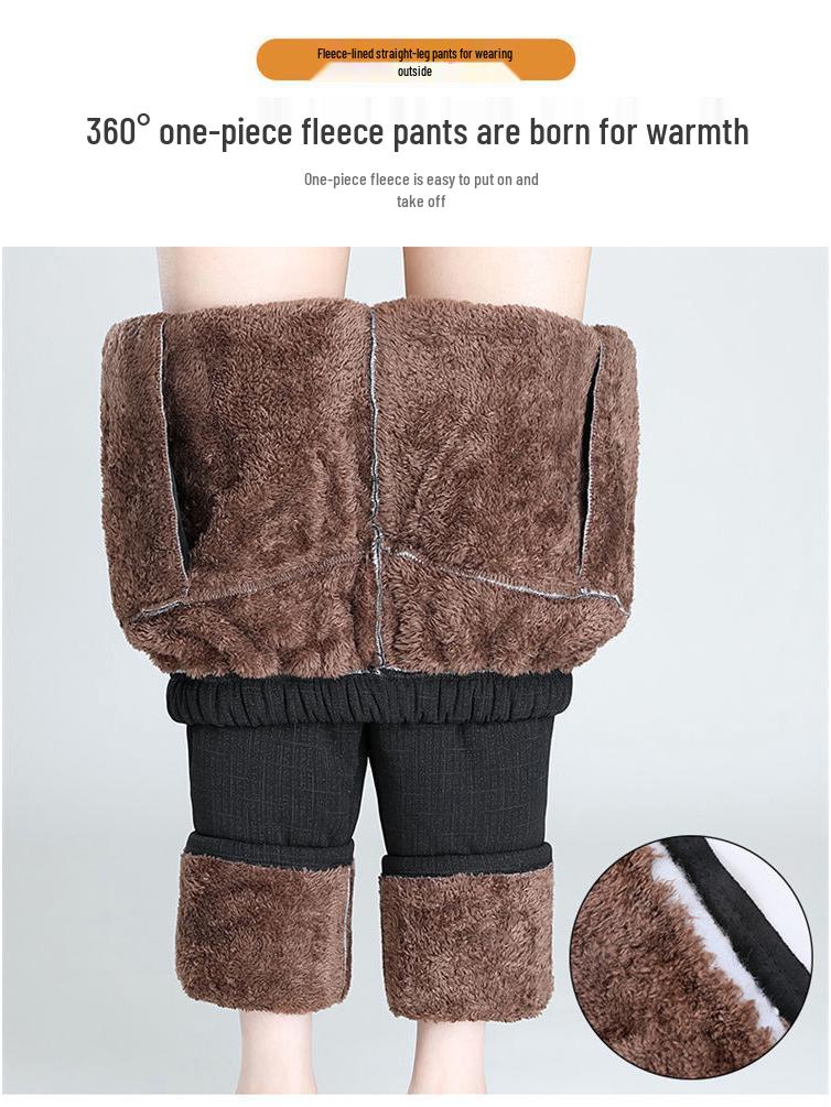 Mom's Quilted Fleece-Lined High-Waisted Winter Pants