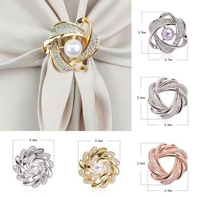 Rhinestone Pearl Scarf Ring Women Scarf Buckle Shawl Clip Korean Style Brooch Pins Fashion Jewelry