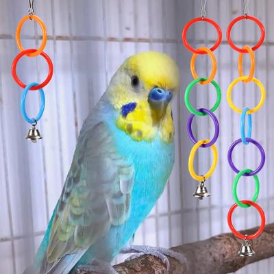Bird Crawling Toy Parrot Hanging Colored Ring Bell Climbing Training Relieve Boredom Cockatoo Budgerigar Bird Cage Decoration