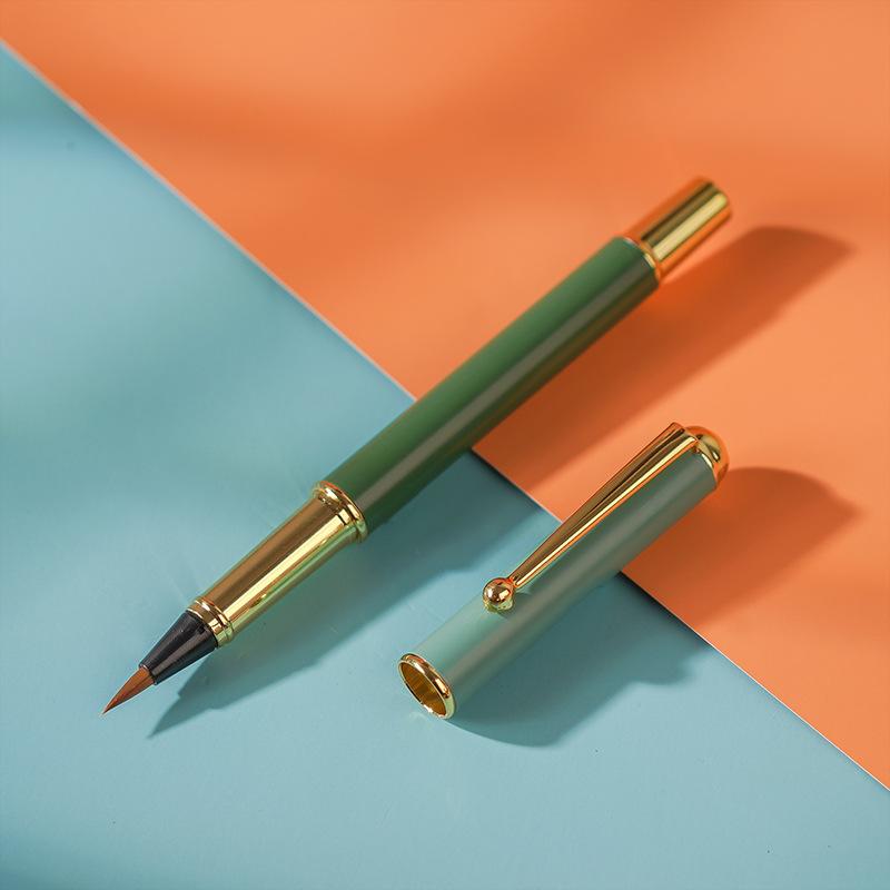 1Pc Pen-type Brush, Soft Pen, Metal Wolf Hair Small-case Pen, Scripture Pen, Ink Beauty Pen, Calligraphy Practice Fountain Pen