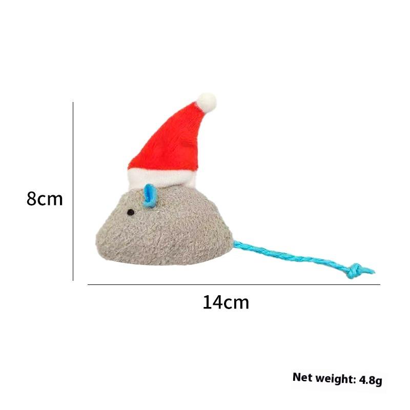 Cat Toy Mouse Christmas Hat Self-hi Cat Toy Colorful Plush Little Mouse Cat Toy